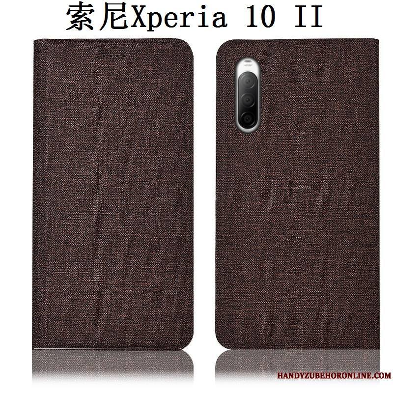 Sony Xperia 10 Ii Rose Tout Compris Coque De Téléphone Étui En Cuir Incassable Housse Lin