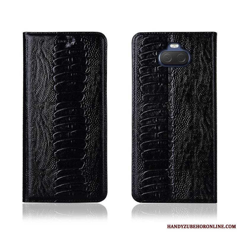 Sony Xperia 10 Plus Délavé En Daim Étui En Cuir Incassable Protection Cuir Véritable Coque De Téléphone Silicone