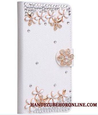 Sony Xperia 10 Plus Personnalité Incassable Housse Blanc Coque De Téléphone Strass Étui En Cuir