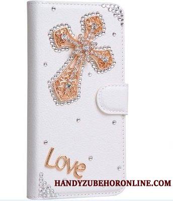 Sony Xperia 10 Plus Personnalité Incassable Housse Blanc Coque De Téléphone Strass Étui En Cuir