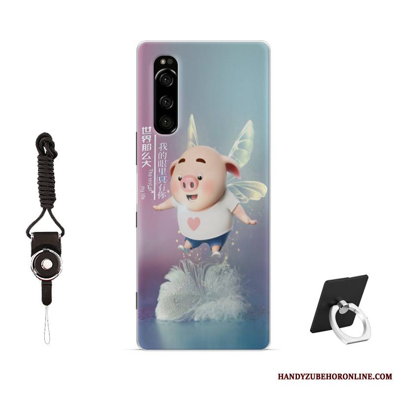 Sony Xperia 5 Coque Amoureux Incassable Peinture Antidérapant Tout Compris Rose Simple