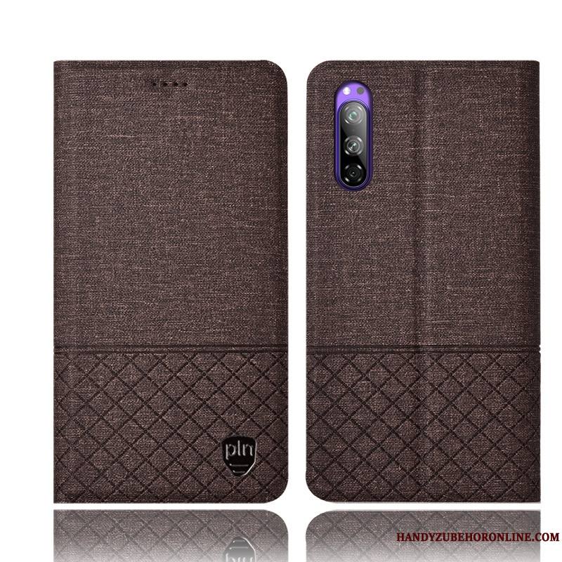 Sony Xperia 5 Coque Étui En Cuir Incassable Tout Compris Protection Housse Noir Lin