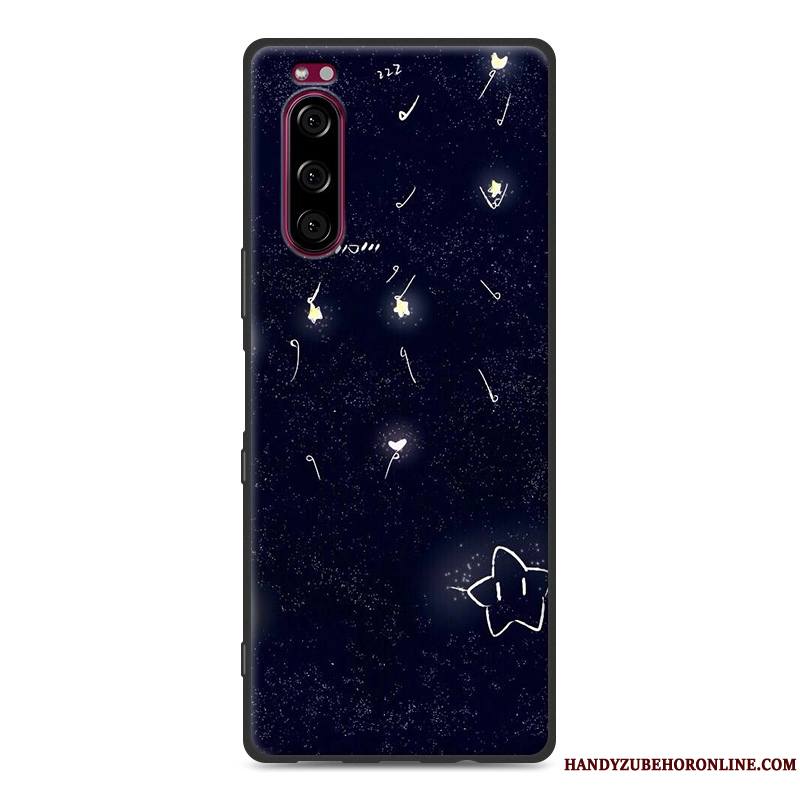 Sony Xperia 5 Fluide Doux Coque Protection Tout Compris Noir Étui Délavé En Daim