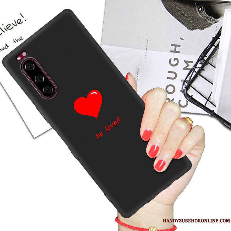 Sony Xperia 5 Silicone Coque De Téléphone Protection Net Rouge Noir Amoureux Étui