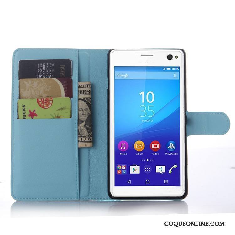 Sony Xperia C4 Étui Protection Bleu Clair Coque De Téléphone Étui En Cuir Téléphone Portable Portefeuille