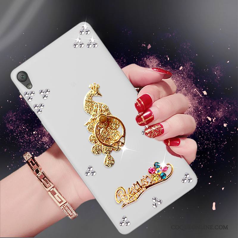 Sony Xperia E5 Incassable Étui Silicone Blanc Fluide Doux Coque Strass