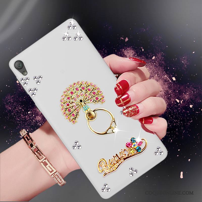 Sony Xperia E5 Incassable Étui Silicone Blanc Fluide Doux Coque Strass