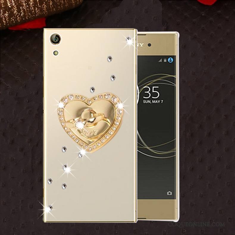 Sony Xperia L1 Protection Incassable Silicone Coque Strass Or Étui