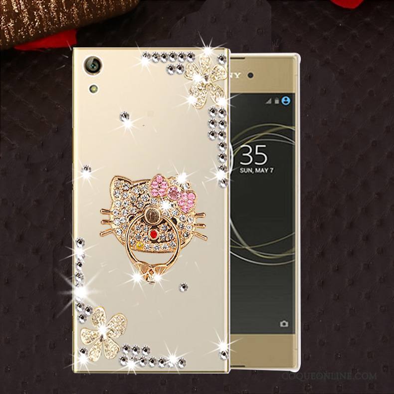 Sony Xperia L1 Protection Incassable Silicone Coque Strass Or Étui