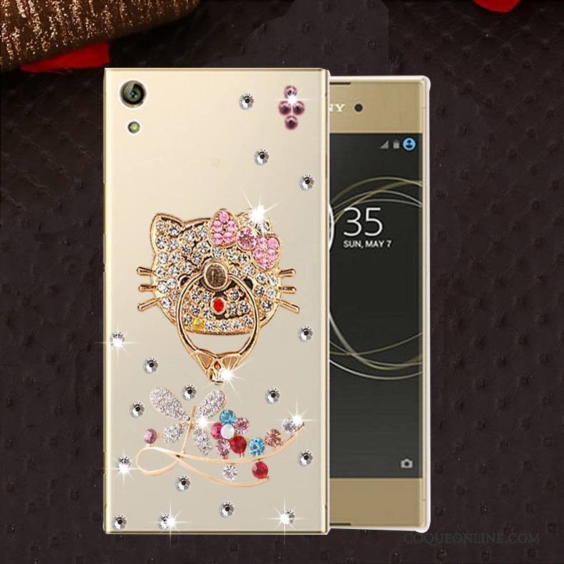 Sony Xperia L1 Protection Incassable Silicone Coque Strass Or Étui