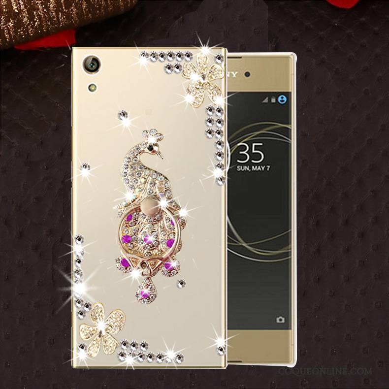 Sony Xperia L1 Protection Incassable Silicone Coque Strass Or Étui