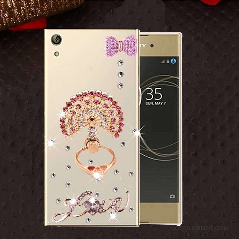 Sony Xperia L1 Protection Incassable Silicone Coque Strass Or Étui