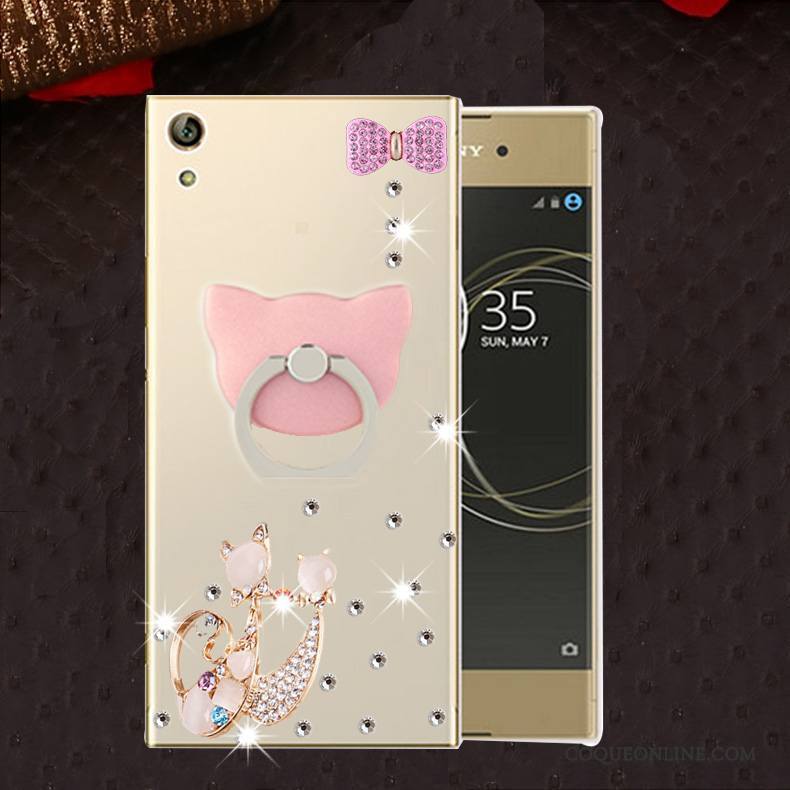 Sony Xperia L1 Protection Incassable Silicone Coque Strass Or Étui