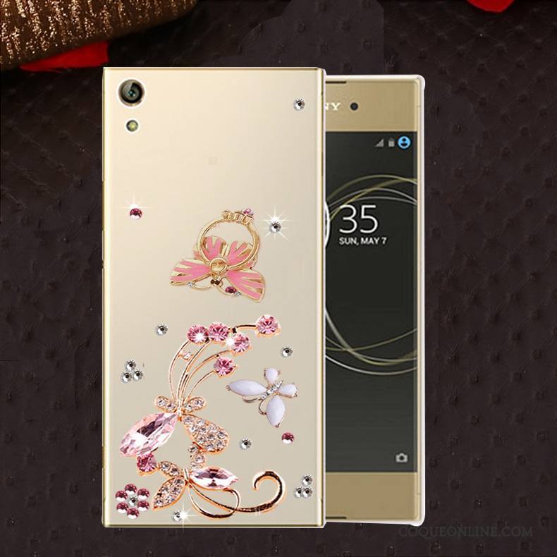 Sony Xperia L1 Protection Incassable Silicone Coque Strass Or Étui