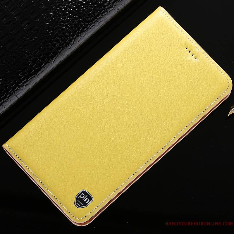 Sony Xperia L3 Coque De Téléphone Jaune Étui En Cuir Incassable Téléphone Portable Modèle Fleurie Cuir Véritable