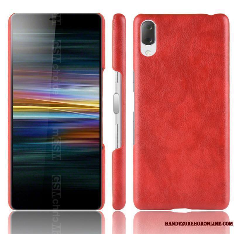 Sony Xperia L3 Cuir Délavé En Daim Coque De Téléphone Incassable Sac Rouge Étui