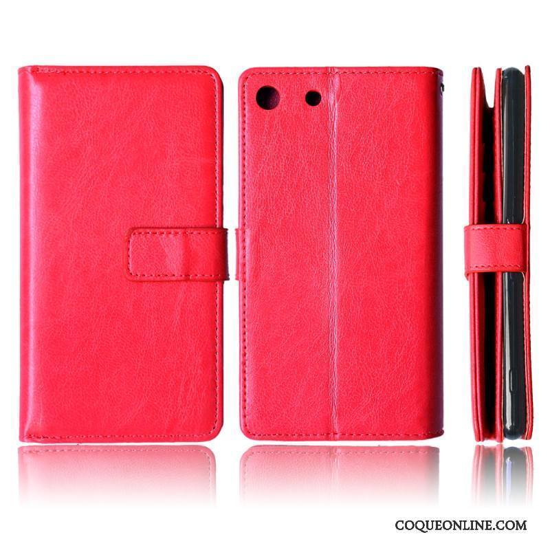 Sony Xperia M5 Dual Incassable Coque De Téléphone Étui Rouge Protection Étui En Cuir Carte