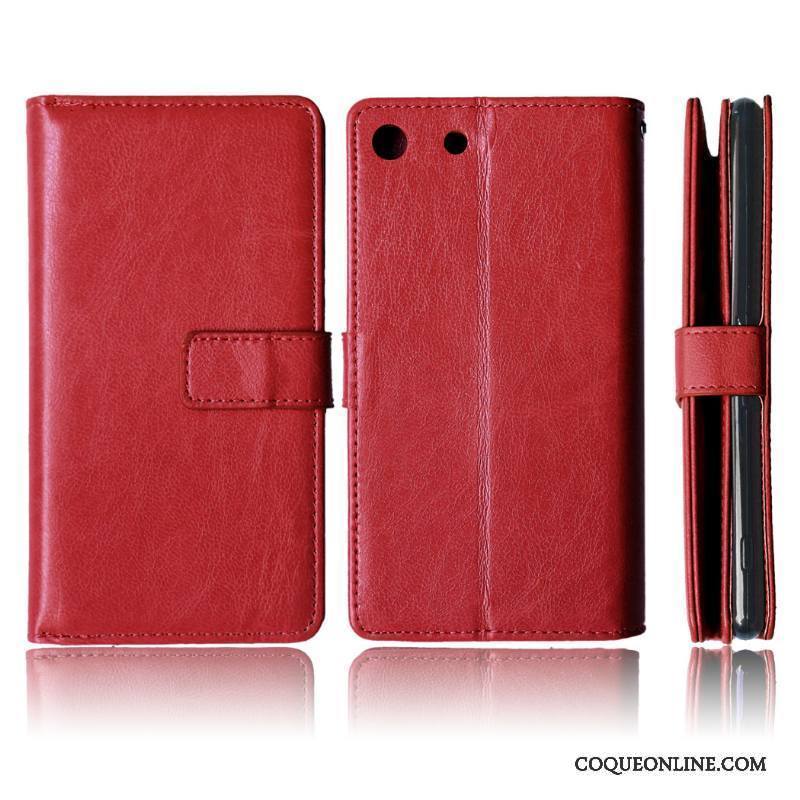 Sony Xperia M5 Dual Incassable Coque De Téléphone Étui Rouge Protection Étui En Cuir Carte