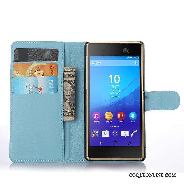 Sony Xperia M5 Dual Téléphone Portable Coque De Téléphone Bleu Étui Protection Étui En Cuir