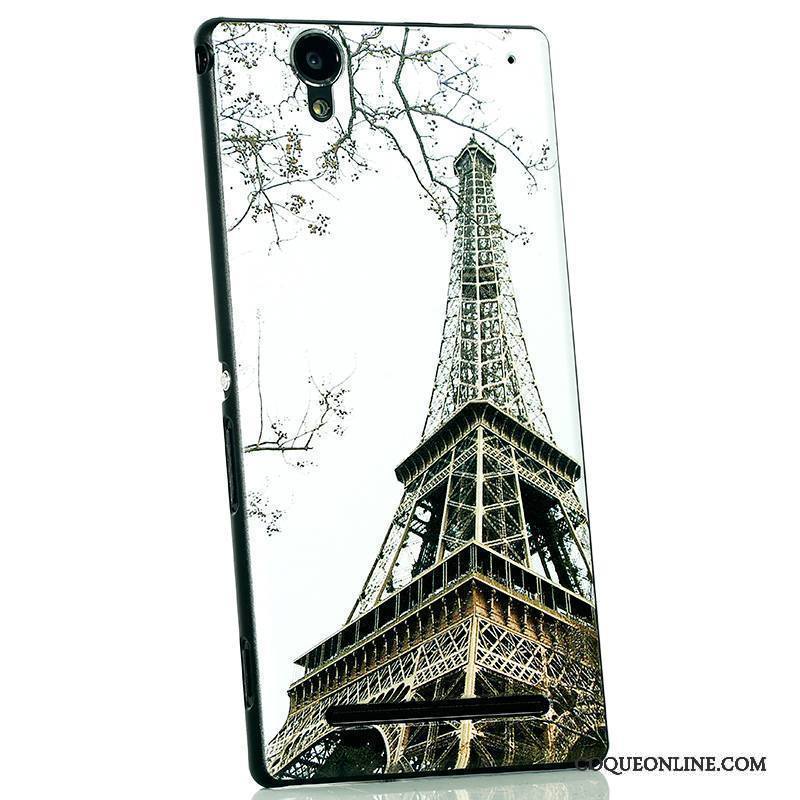 Sony Xperia T2 Coque Noir Nouveau Délavé En Daim Dessin Animé Vert Protection Étui