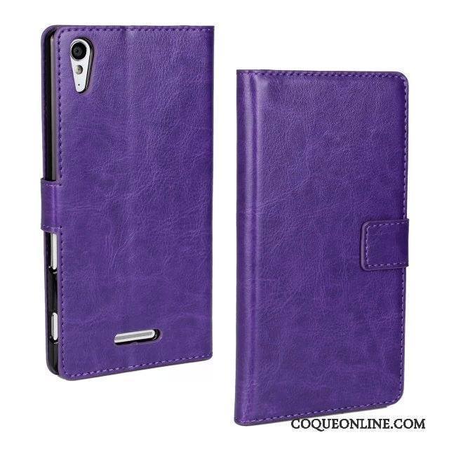 Sony Xperia T3 Protection Téléphone Portable Coque De Téléphone Cuir Véritable Étui Texture Violet