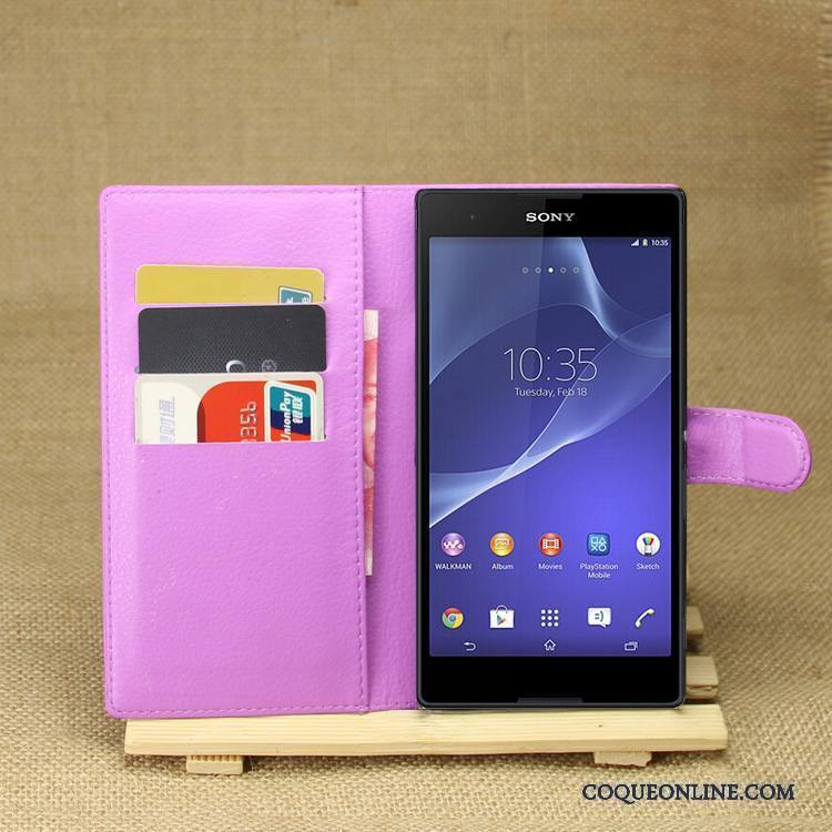 Sony Xperia T3 Étui Étui En Cuir Téléphone Portable Coque De Téléphone Violet Protection