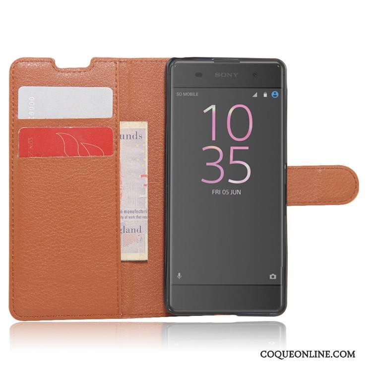 Sony Xperia Xa Téléphone Portable Étui Étui En Cuir Coque De Téléphone Carte Rouge Protection