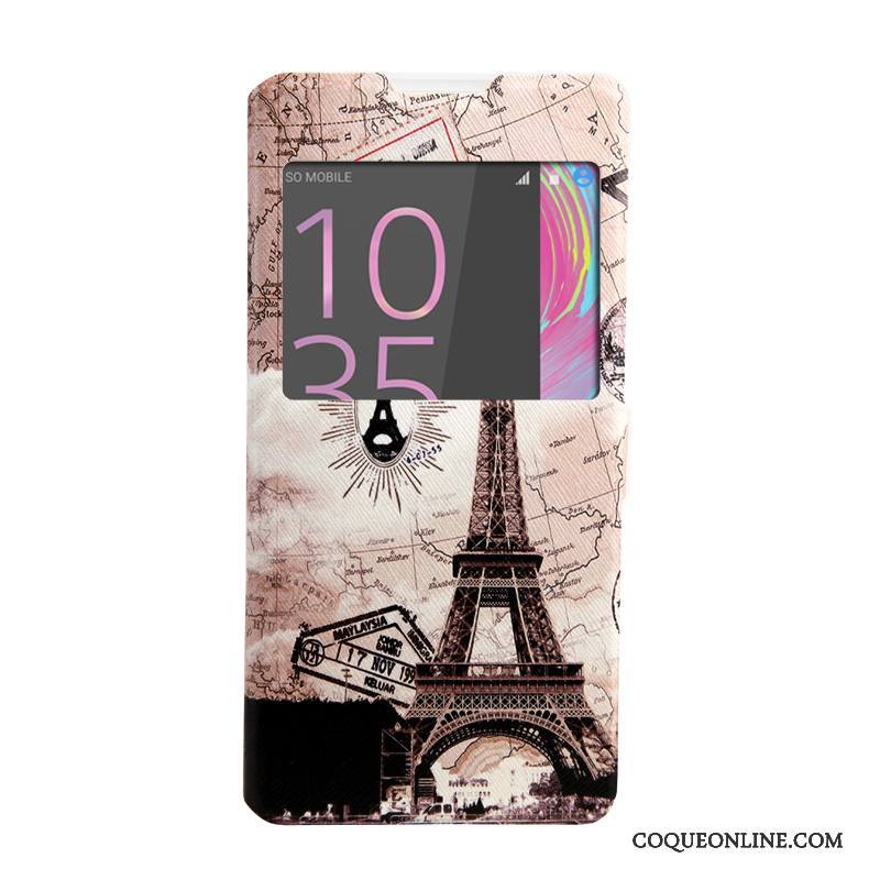 Sony Xperia Xa Ultra Coque Peinture Étui En Cuir Rose Téléphone Portable Windows Housse