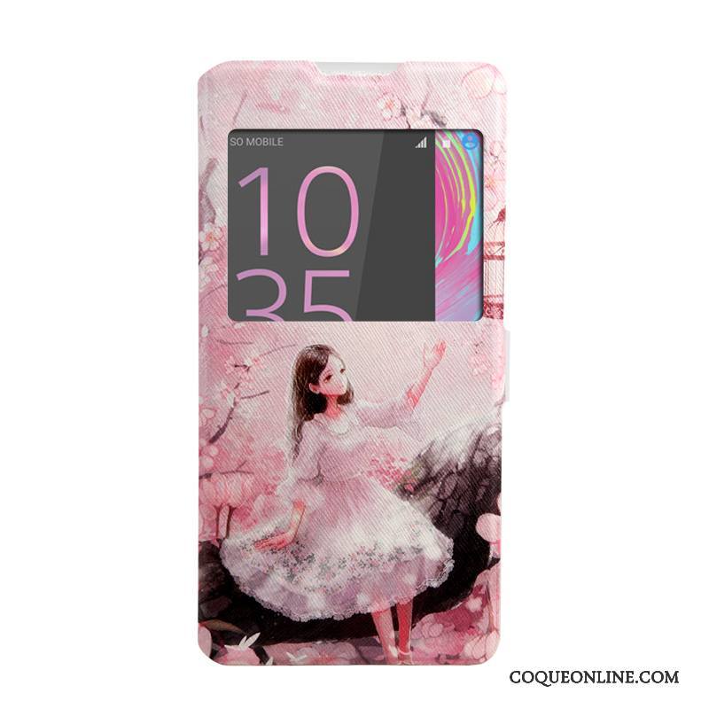 Sony Xperia Xa Ultra Coque Peinture Étui En Cuir Rose Téléphone Portable Windows Housse