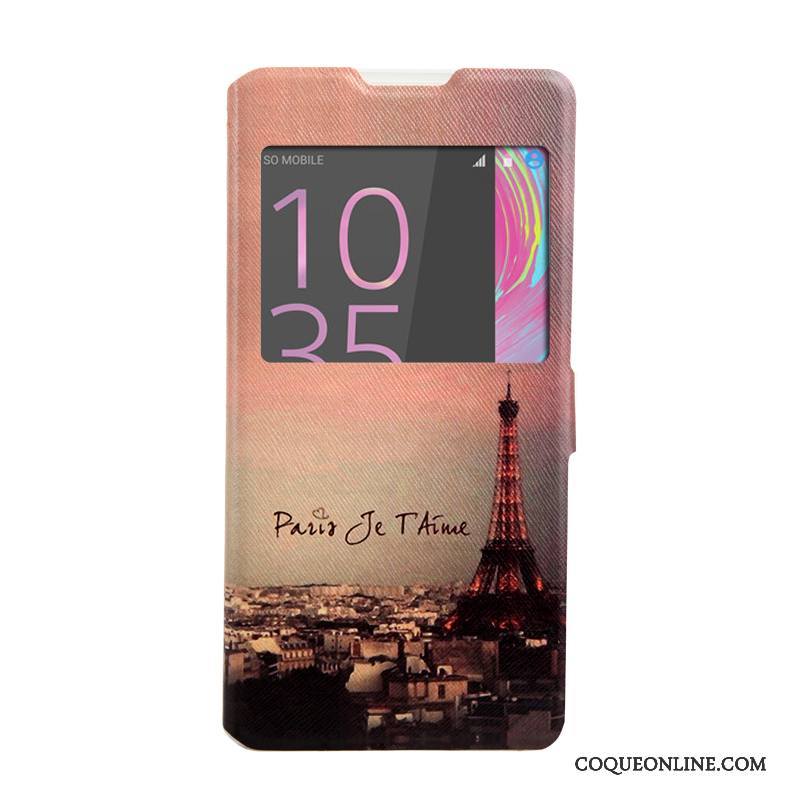 Sony Xperia Xa Ultra Coque Peinture Étui En Cuir Rose Téléphone Portable Windows Housse