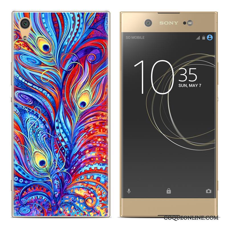 Sony Xperia Xa1 Plus Coque Étui De Téléphone Rouge Peinture Téléphone Portable Fluide Doux