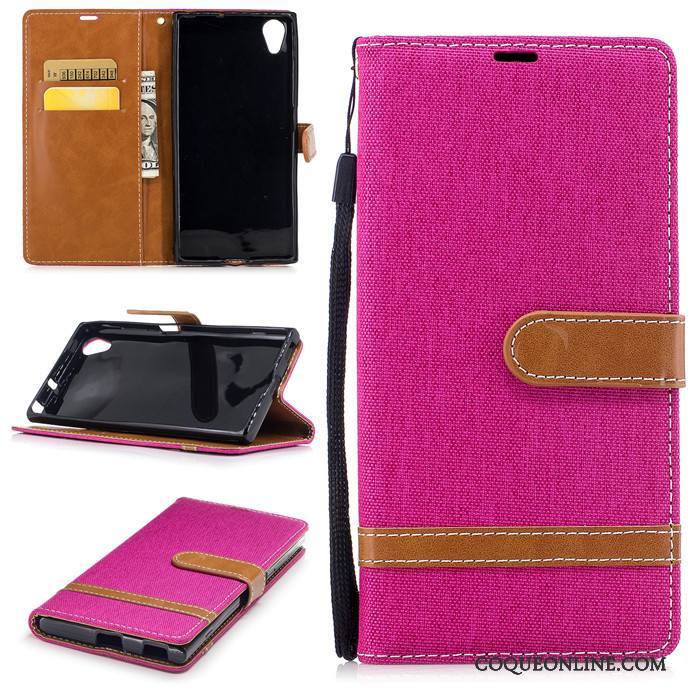 Sony Xperia Xa1 Plus Étui En Cuir Coque De Téléphone Incassable Bordure Violet Protection Housse