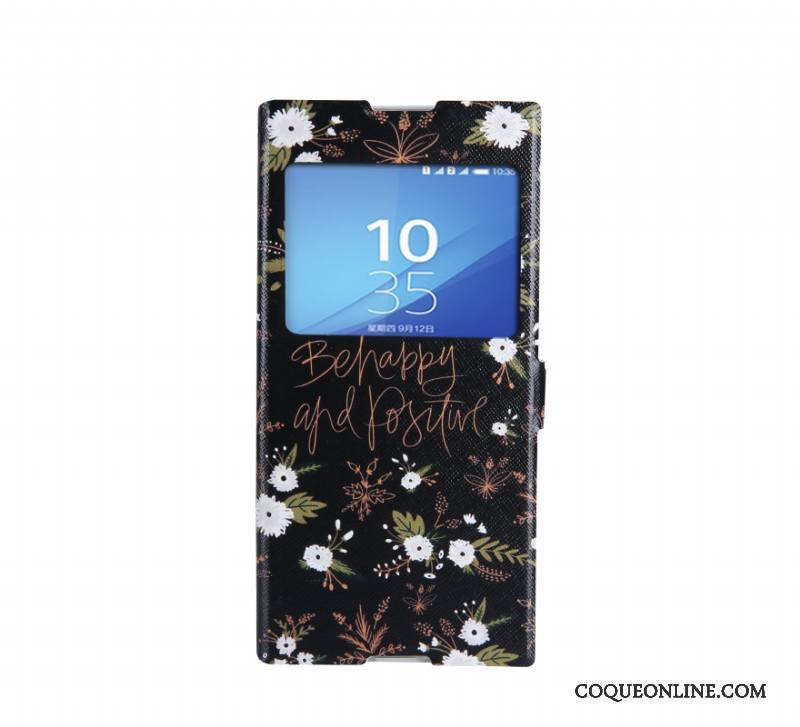 Sony Xperia Xa1 Ultra Fluide Doux Étui Ouvrir La Fenêtre Dessin Animé Support Bleu Coque De Téléphone