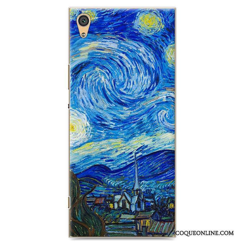 Sony Xperia Xa1 Ultra Protection Peinture Art Coque De Téléphone Bleu Étui