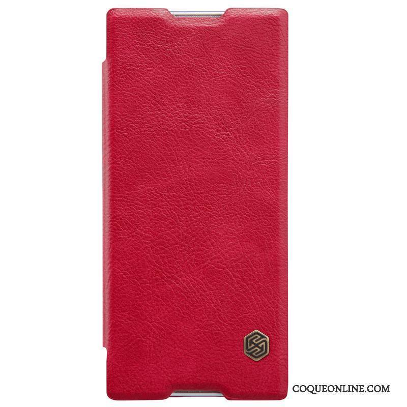 Sony Xperia Xa1 Étui En Cuir Coque De Téléphone Protection Housse Marron Incassable Or