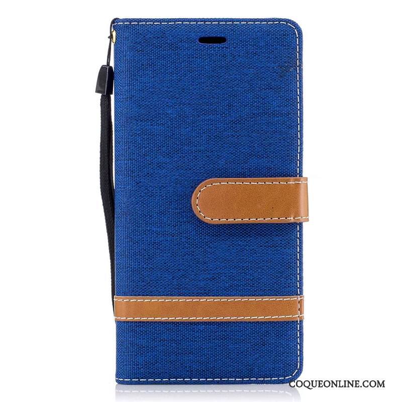 Sony Xperia Xa1 Étui En Cuir Téléphone Portable Coque En Denim Housse Protection Portefeuille