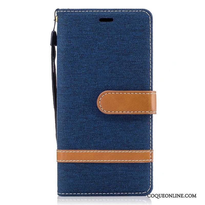 Sony Xperia Xa1 Étui En Cuir Téléphone Portable Coque En Denim Housse Protection Portefeuille