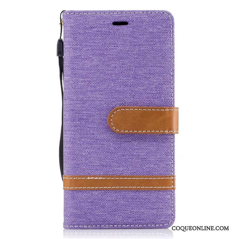 Sony Xperia Xa1 Étui En Cuir Téléphone Portable Coque En Denim Housse Protection Portefeuille