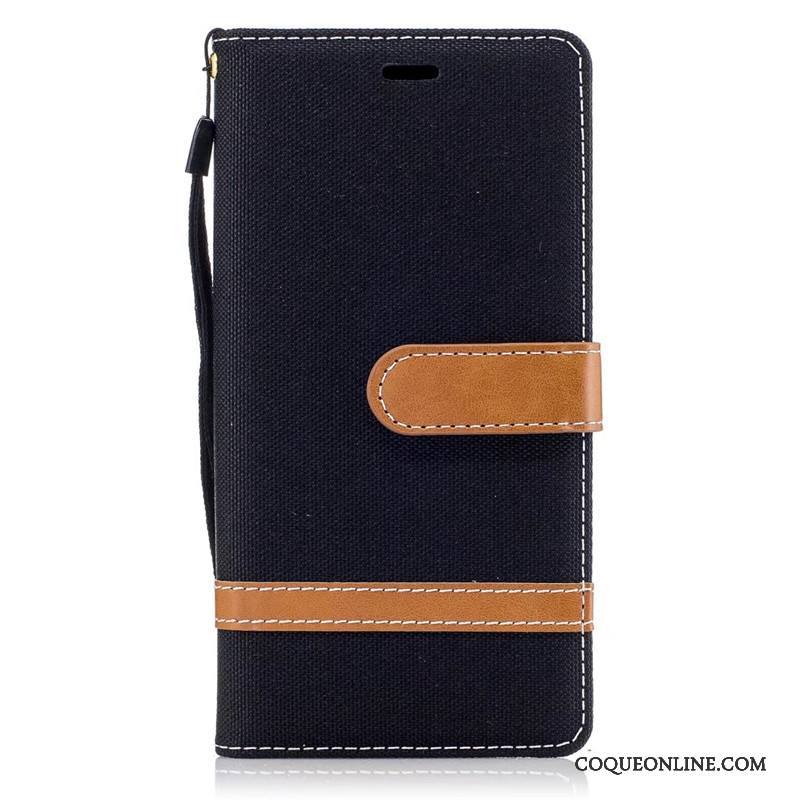 Sony Xperia Xa1 Étui En Cuir Téléphone Portable Coque En Denim Housse Protection Portefeuille