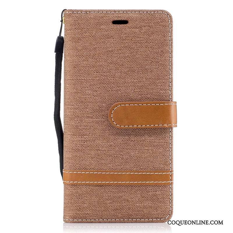 Sony Xperia Xa1 Étui En Cuir Téléphone Portable Coque En Denim Housse Protection Portefeuille