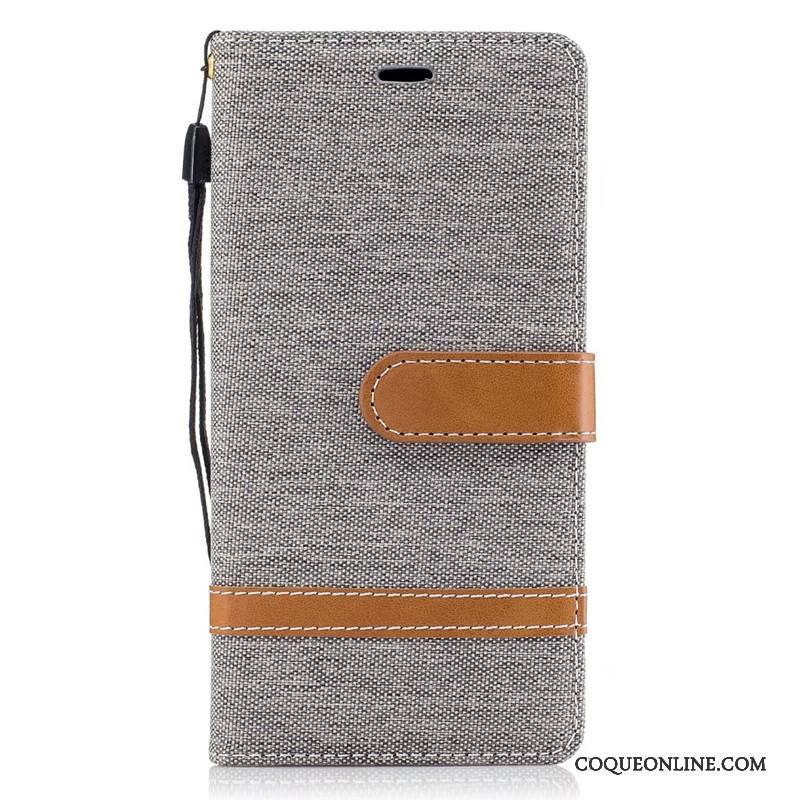 Sony Xperia Xa1 Étui En Cuir Téléphone Portable Coque En Denim Housse Protection Portefeuille