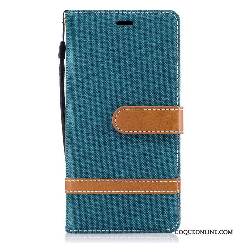 Sony Xperia Xa1 Étui En Cuir Téléphone Portable Coque En Denim Housse Protection Portefeuille