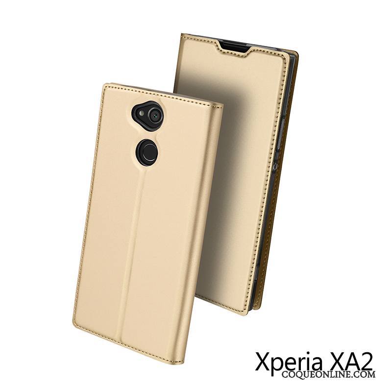 Sony Xperia Xa2 Incassable Tout Compris Coque Or Rose Téléphone Portable Protection Étui En Cuir