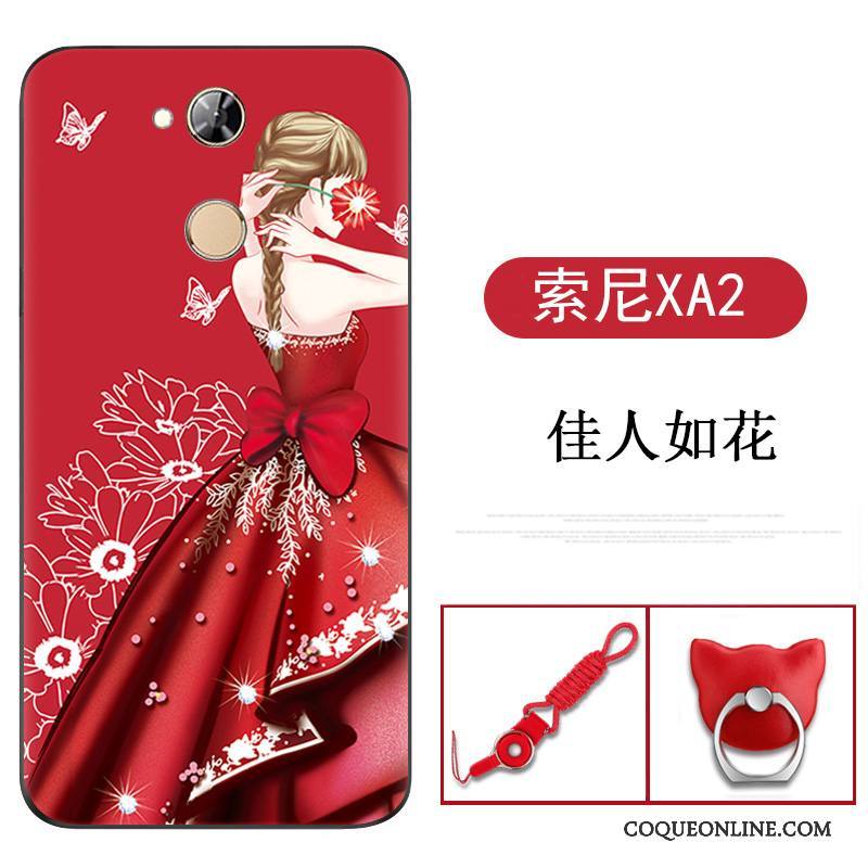 Sony Xperia Xa2 Téléphone Portable Coque De Téléphone Étui Dessin Animé Protection Silicone Rouge