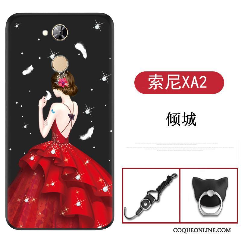 Sony Xperia Xa2 Téléphone Portable Coque De Téléphone Étui Dessin Animé Protection Silicone Rouge