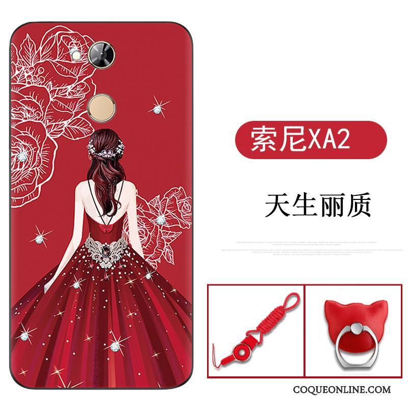 Sony Xperia Xa2 Téléphone Portable Coque De Téléphone Étui Dessin Animé Protection Silicone Rouge