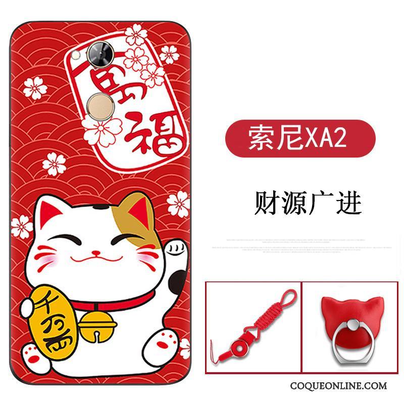 Sony Xperia Xa2 Téléphone Portable Coque De Téléphone Étui Dessin Animé Protection Silicone Rouge