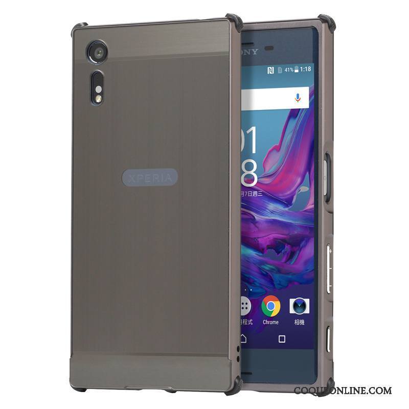 Sony Xperia Xz Coque De Téléphone Border Argent Téléphone Portable Tendance Étui