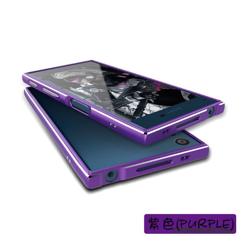 Sony Xperia Xz Coque Personnalité Protection Métal Violet Border Incassable Noir