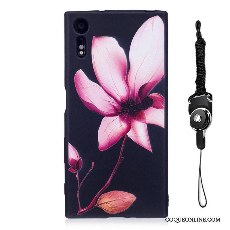 Sony Xperia Xz Peinture Délavé En Daim Étui Dessin Animé Fluide Doux Coque De Téléphone Bleu